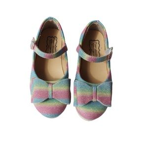 Pip Squeak's Glittery Rainbow 🌈 Bow Flats Size 32 = 2